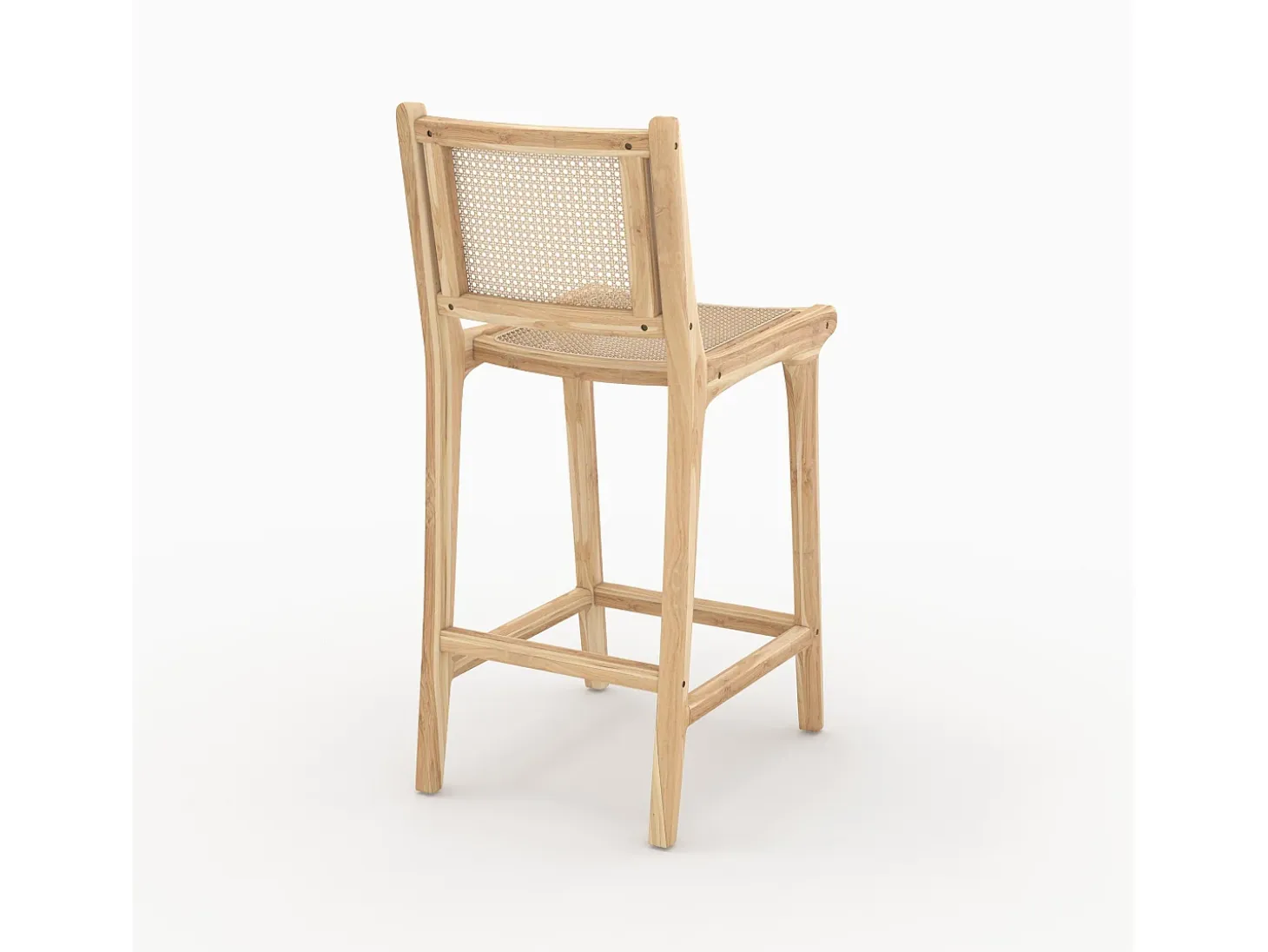 Set de 2 sillas para isla central en teca y rejilla de ratán 66,5 cm - Kyla