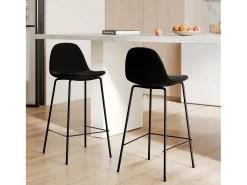 Set de 2 sillas para isla de cocina en tela bouclé negra 65,5 cm - Henrik