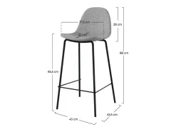 Set de 2 sillas para isla central en tela gris claro 65 cm - Henrik