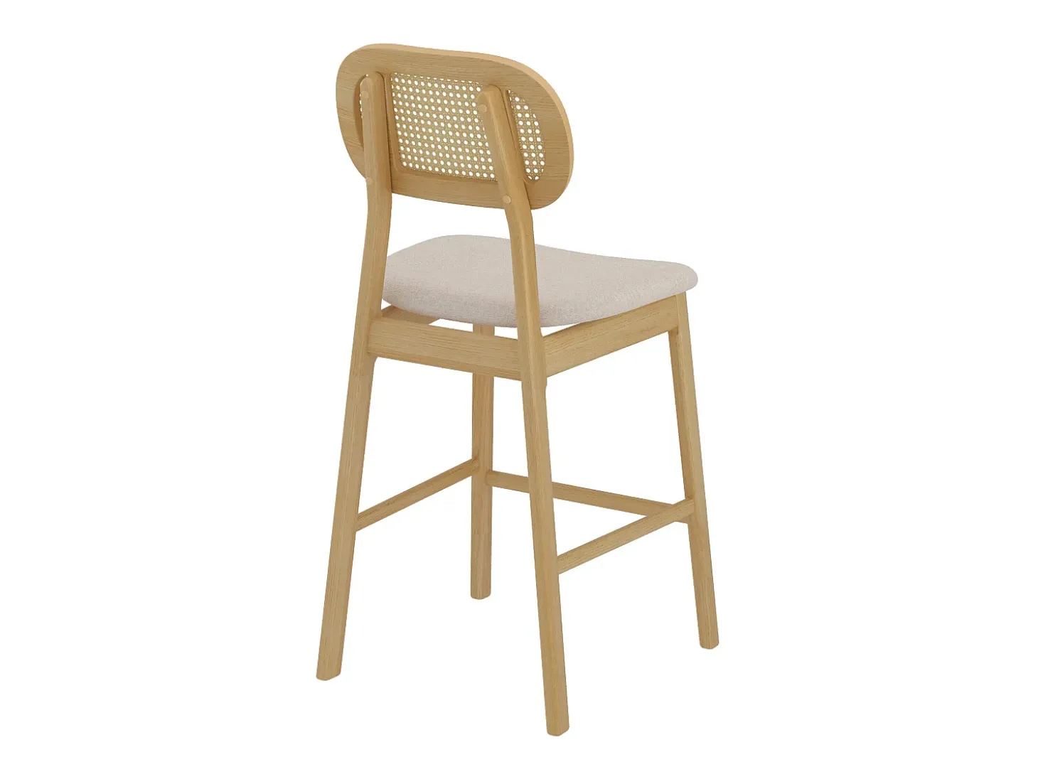Set de 2 sillas para isla de cocina en madera y tela beige 64,5 cm - Maria