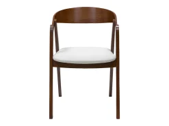 Set de 2 sillas vintage apilables de madera maciza teñida de nogal y borreguillo blanco LOVA