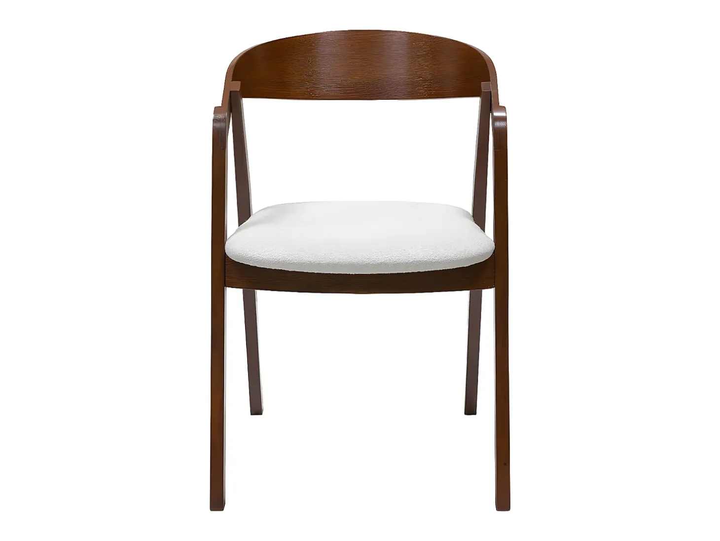 Set de 2 sillas vintage apilables de madera maciza teñida de nogal y borreguillo blanco LOVA
