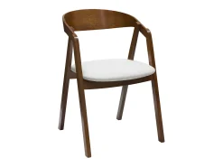 Set de 2 sillas vintage apilables de madera maciza teñida de nogal y borreguillo blanco LOVA