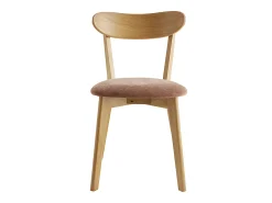 Set de 2 sillas vintage de madera de roble claro y tela efecto aterciopelado texturizado DOVE