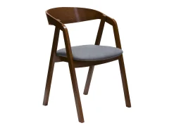 Set de 2 sillas vintage de madera maciza teñida de nogal y tela gris LOVA