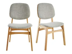 Set de 2 sillas vintage de tela gris claro y patas clara SOQUETTE
