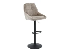 Set de 2 taburetes de bar de tela texturizada y metal - Altura ajustable - Topo - LARANZA