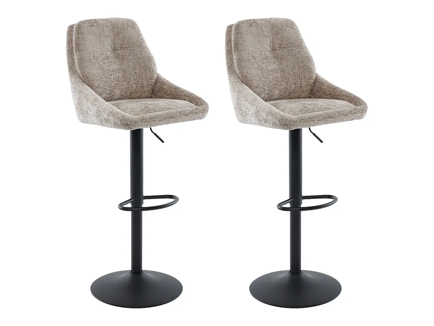 Set de 2 taburetes de bar de tela texturizada y metal - Altura ajustable - Topo - LARANZA