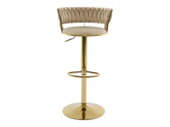 Set de 2 taburetes de bar de terciopelo y metal dorado - Altura ajustable - Beige - LOMYA