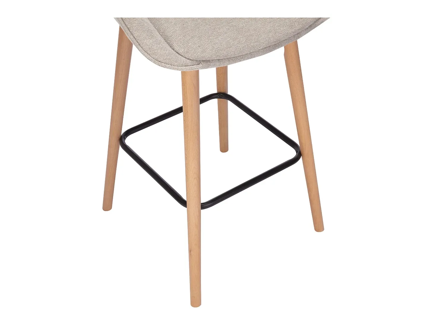 Set de 2 taburetes de bar de tela texturizada y haya - Beige - MASURIE