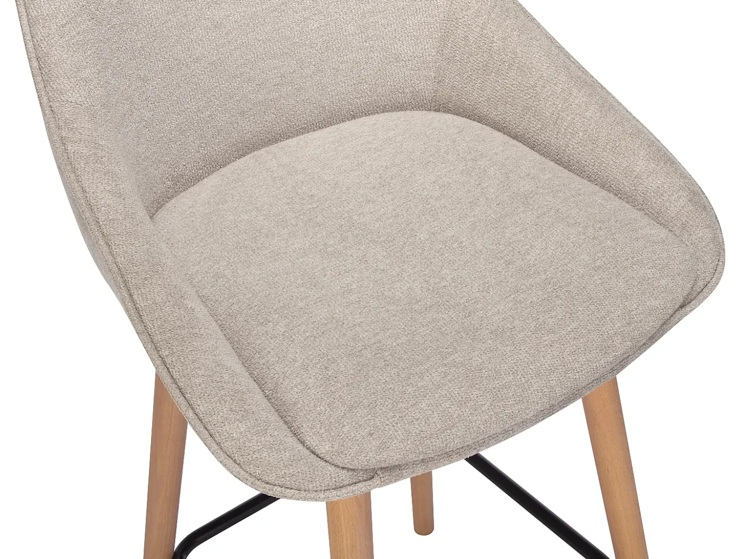 Set de 2 taburetes de bar de tela texturizada y haya - Beige - MASURIE