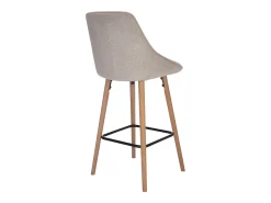 Set de 2 taburetes de bar de tela texturizada y haya - Beige - MASURIE