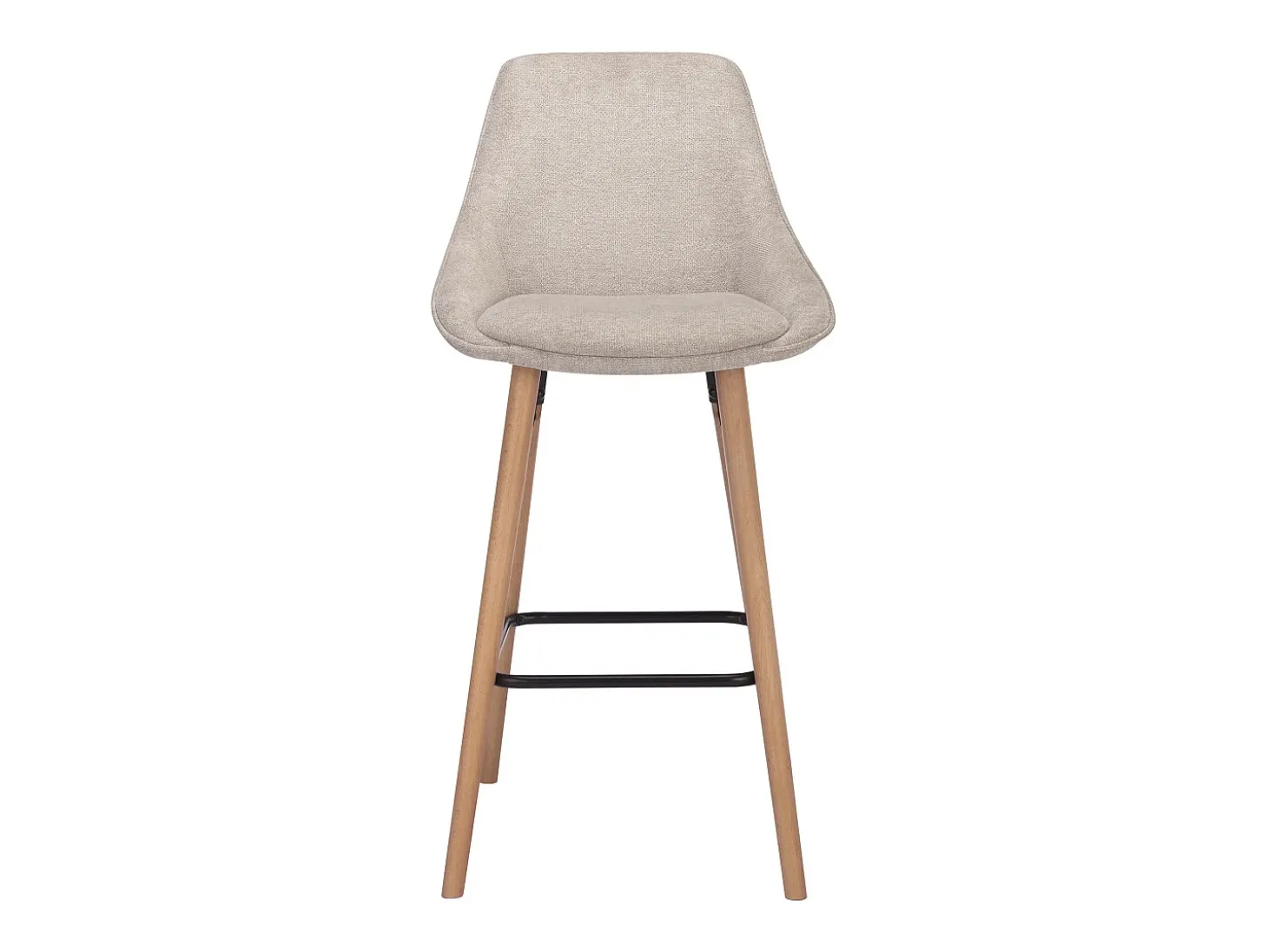 Set de 2 taburetes de bar de tela texturizada y haya - Beige - MASURIE