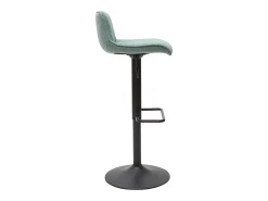 Set de 2 taburetes de cocina regulables de tejido efecto aterciopelado texturizado verde celadón y metal negro BOOST