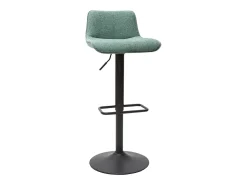 Set de 2 taburetes de cocina regulables de tejido efecto aterciopelado texturizado verde celadón y metal negro BOOST