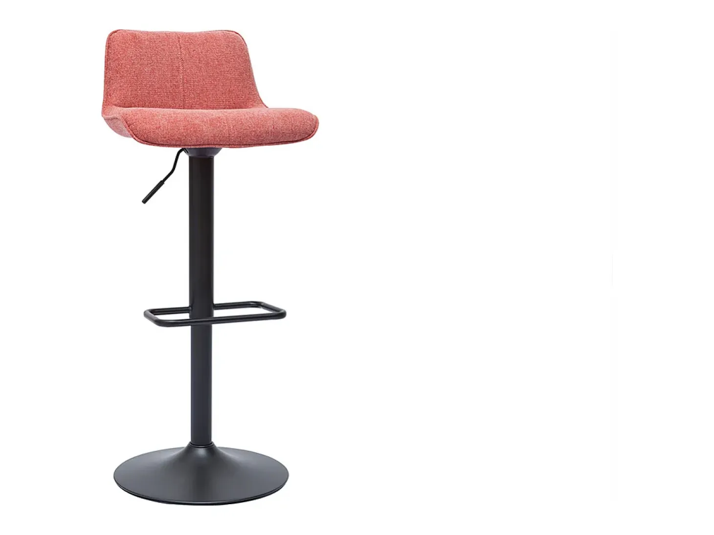 Set de 2 taburetes de cocina regulables y giratorios 360º de tejido efecto aterciopelado terracota y metal negro BOOST
