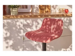 Set de 2 taburetes de cocina regulables y giratorios 360º de tejido efecto aterciopelado terracota y metal negro BOOST