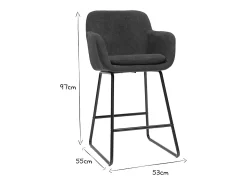 Set de 2 taburetes de cocina efecto aterciopelado gris oscuro 65 cm de altura AMIKA