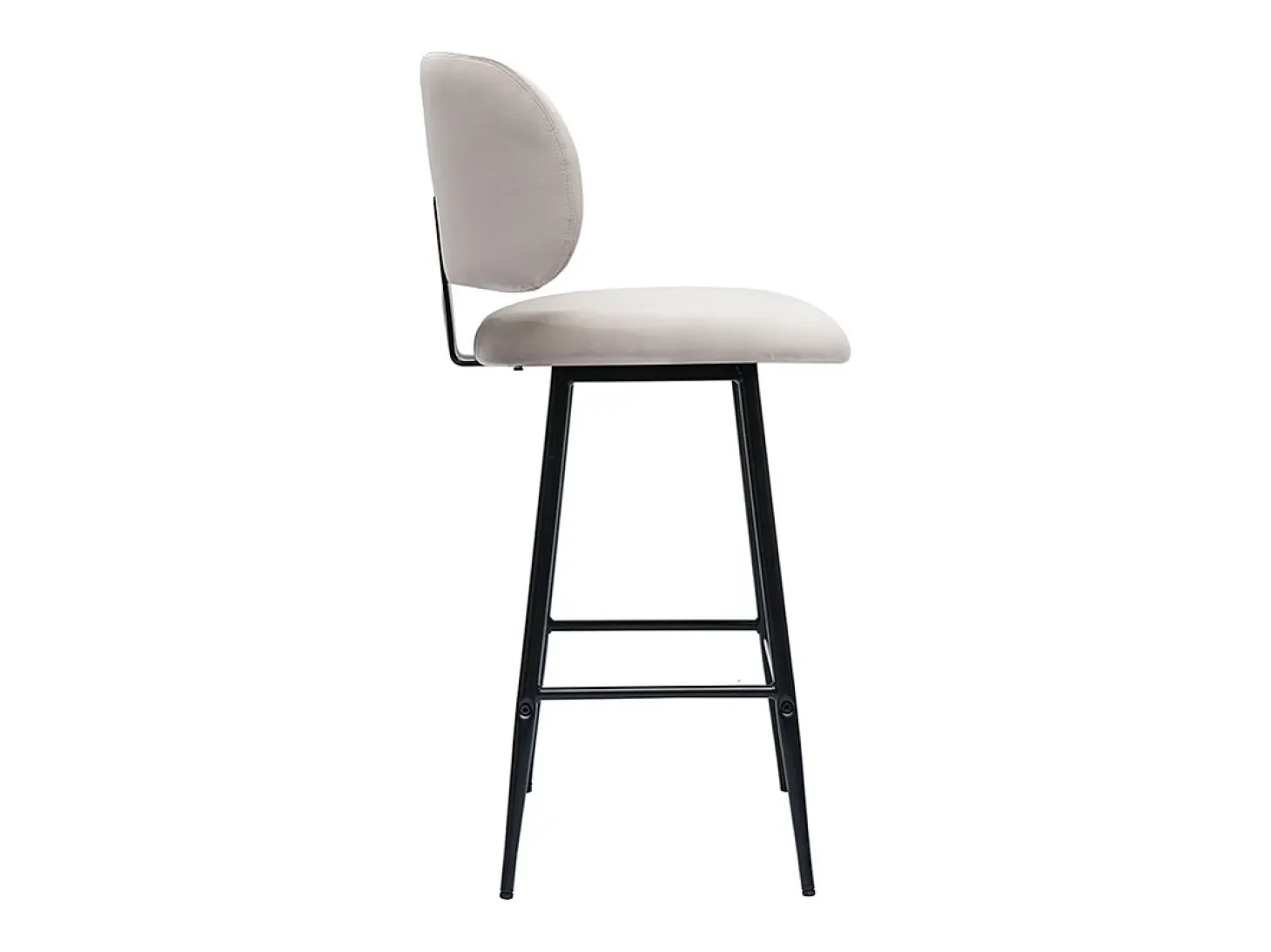Set de 2 taburetes de cocina de terciopelo color topo y metal negro 70 cm de altura ATRIUM