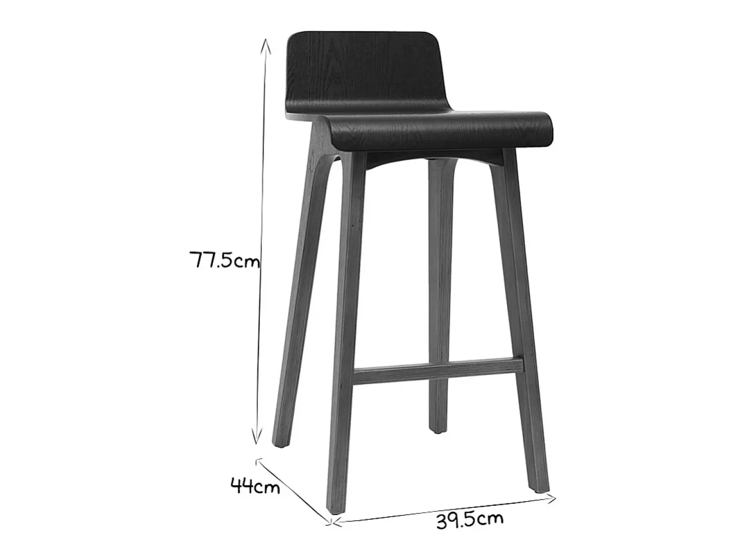 Set de 2 taburetes de cocina nórdicos nogal y negro 65 cm BALTIK