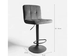 Set de 2 taburetes giratorios en terciopelo ajustables Eclisse
