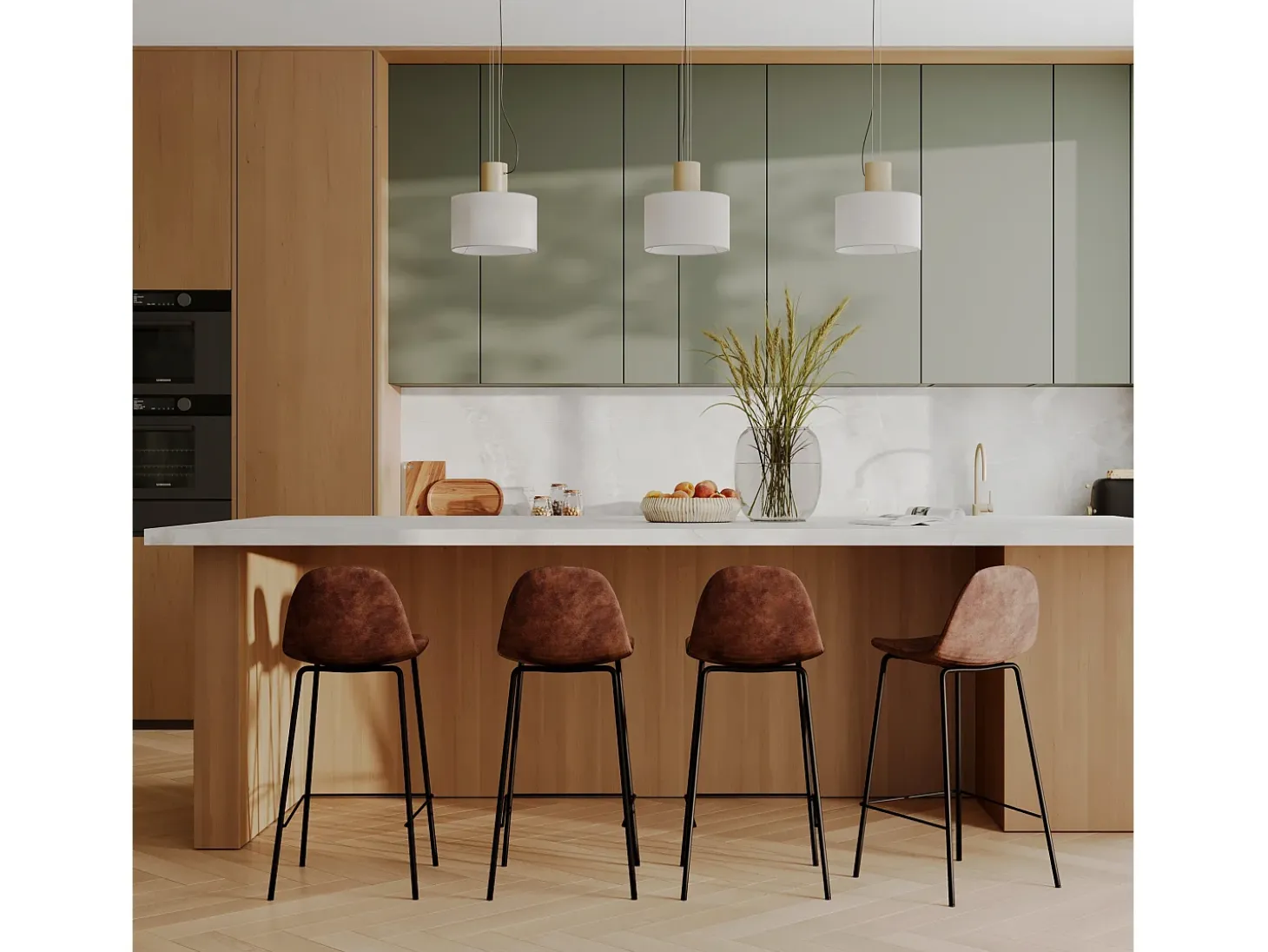 Set de 2 taburetes para isla de cocina de sintético marrón 65 cm - Henrik