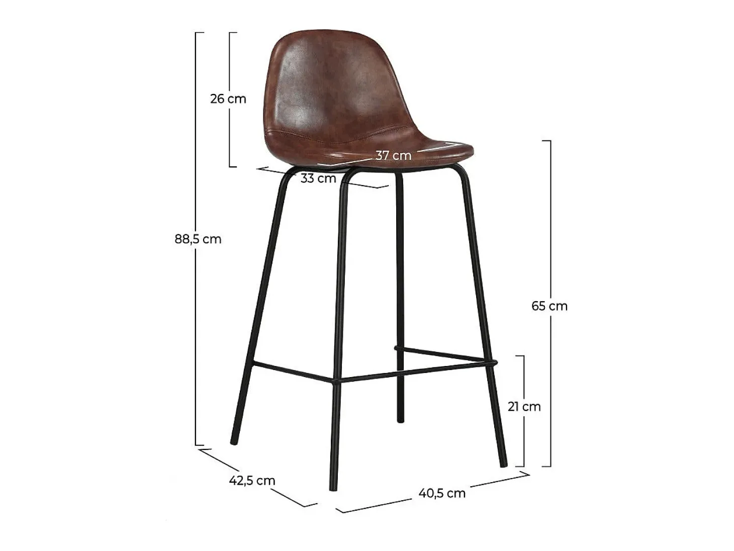 Set de 2 taburetes para isla de cocina de sintético marrón 65 cm - Henrik