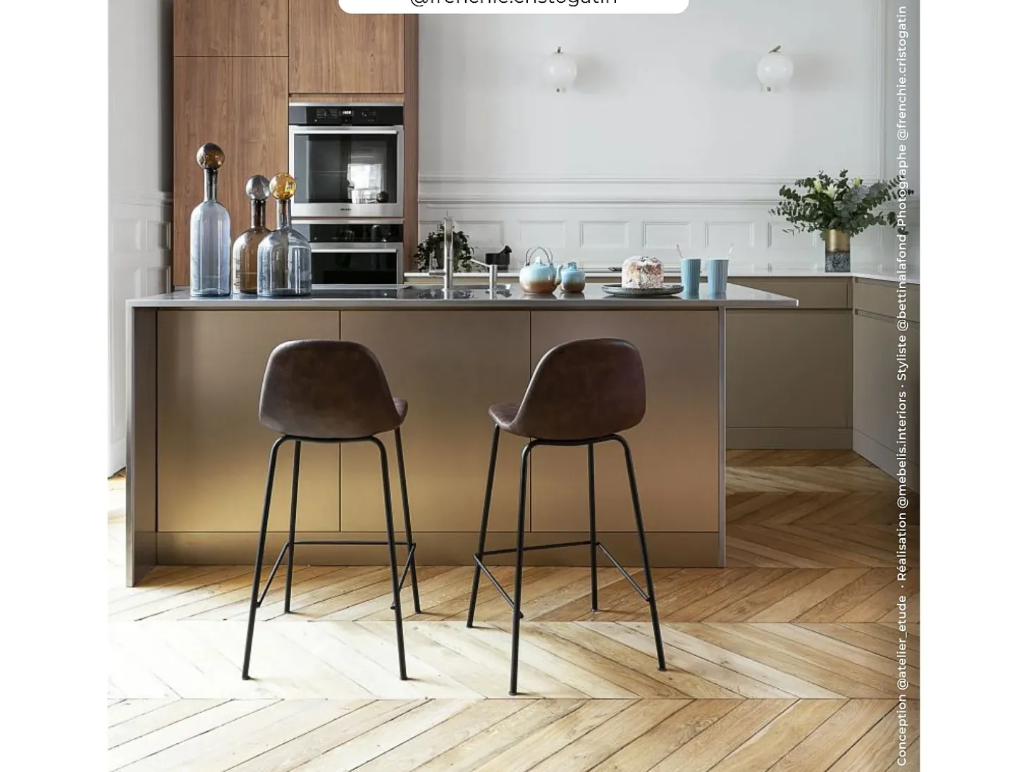 Set de 2 taburetes para isla de cocina de sintético marrón 65 cm - Henrik