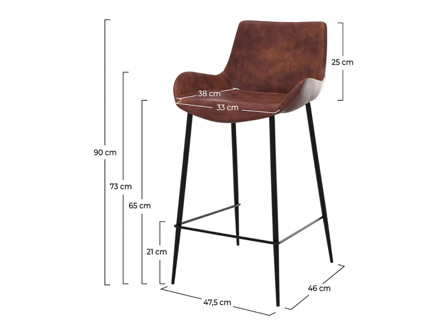 Set de 2 taburetes para isla de cocina en cuero sintético marrón 65 cm - Pirata