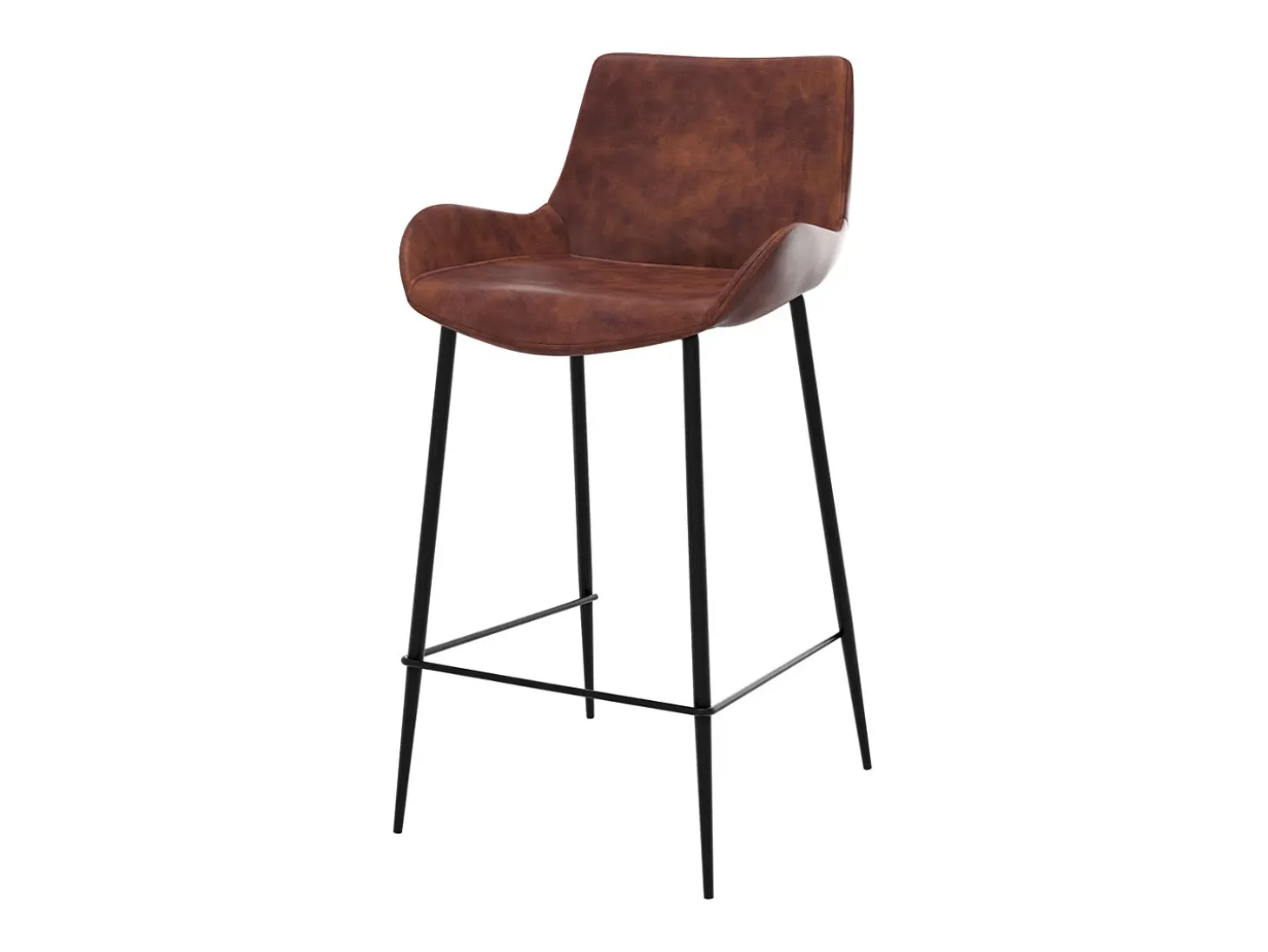 Set de 2 taburetes para isla de cocina en cuero sintético marrón 65 cm - Pirata