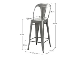 Set de 2 taburetes para isla de cocina en metal cromado 67 cm - Indus
