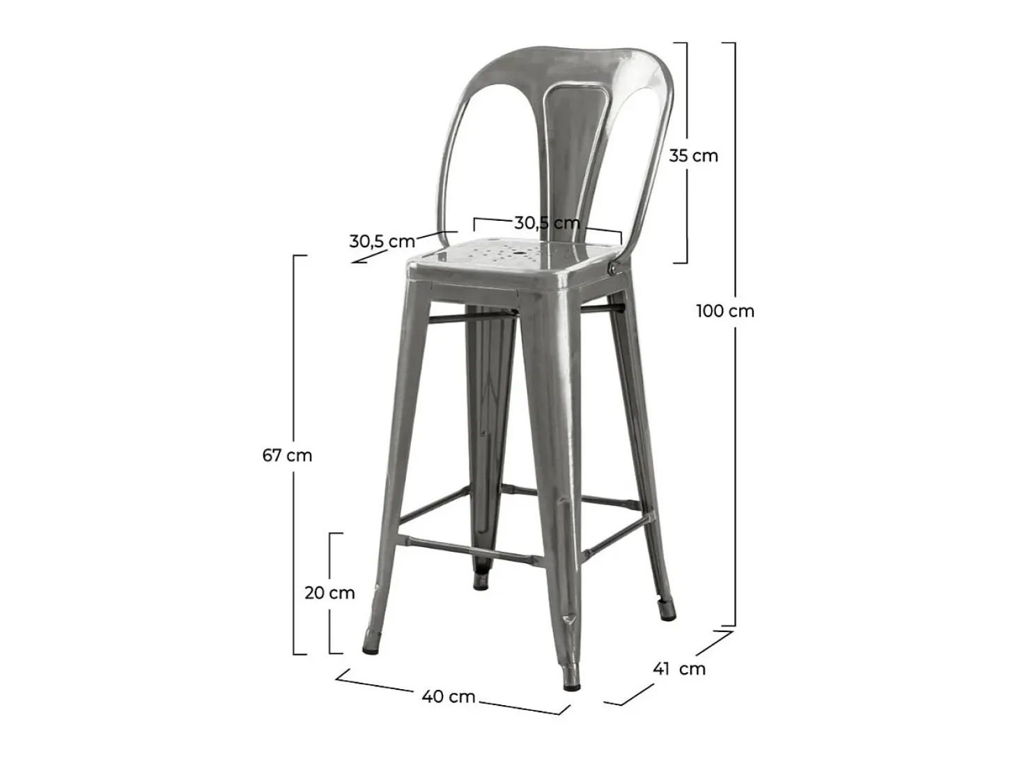 Set de 2 taburetes para isla de cocina en metal cromado 67 cm - Indus