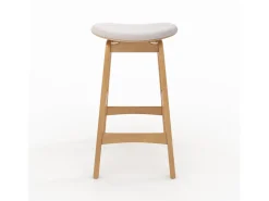 Set de 2 taburetes para isla central en madera y tela beige 65,5 cm - Jude