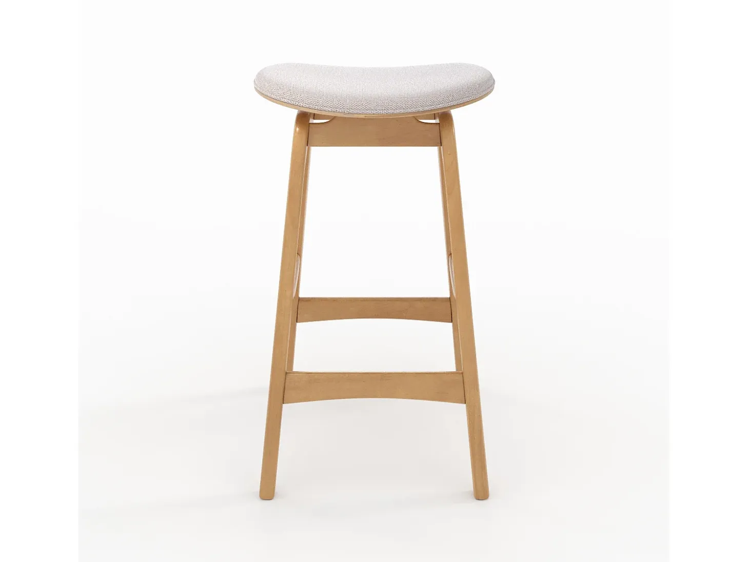 Set de 2 taburetes para isla central en madera y tela beige 65,5 cm - Jude