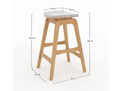 Set de 2 taburetes para isla central en madera y tela beige 65,5 cm - Jude