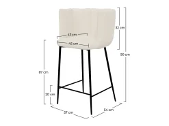 Set de 2 taburetes para isla de cocina en tela bouclé beige 65 cm - Rosy