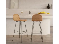 Set de 2 taburetes para isla de cocina en resina tejida marrón 63 cm - Jigani