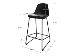 Set de 2 taburetes para isla de cocina negros 65 cm - Leni