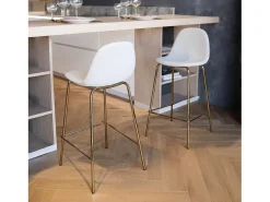 Set de 2 taburetes para isla de cocina en cuero sintético blanco 65 cm - Henrik