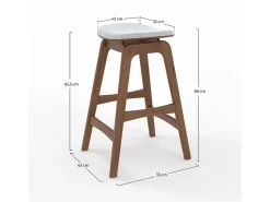 Set de 2 taburetes para isla central en madera y tela gris 65,5 cm - Jude