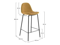 Set de 2 taburetes para isla de cocina en terciopelo amarillo 65 cm - Henrik