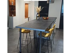 Set de 2 taburetes para isla de cocina en terciopelo amarillo 65 cm - Henrik
