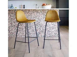 Set de 2 taburetes para isla de cocina en terciopelo amarillo 65 cm - Henrik