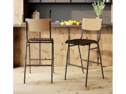 Set de 2 taburetes para isla de cocina de madera clara y negra 65 cm - Clem