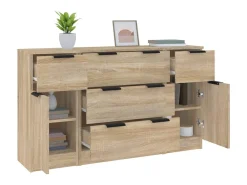 Set de aparador 3 pzas madera contrachapada color roble Sonoma ES95951