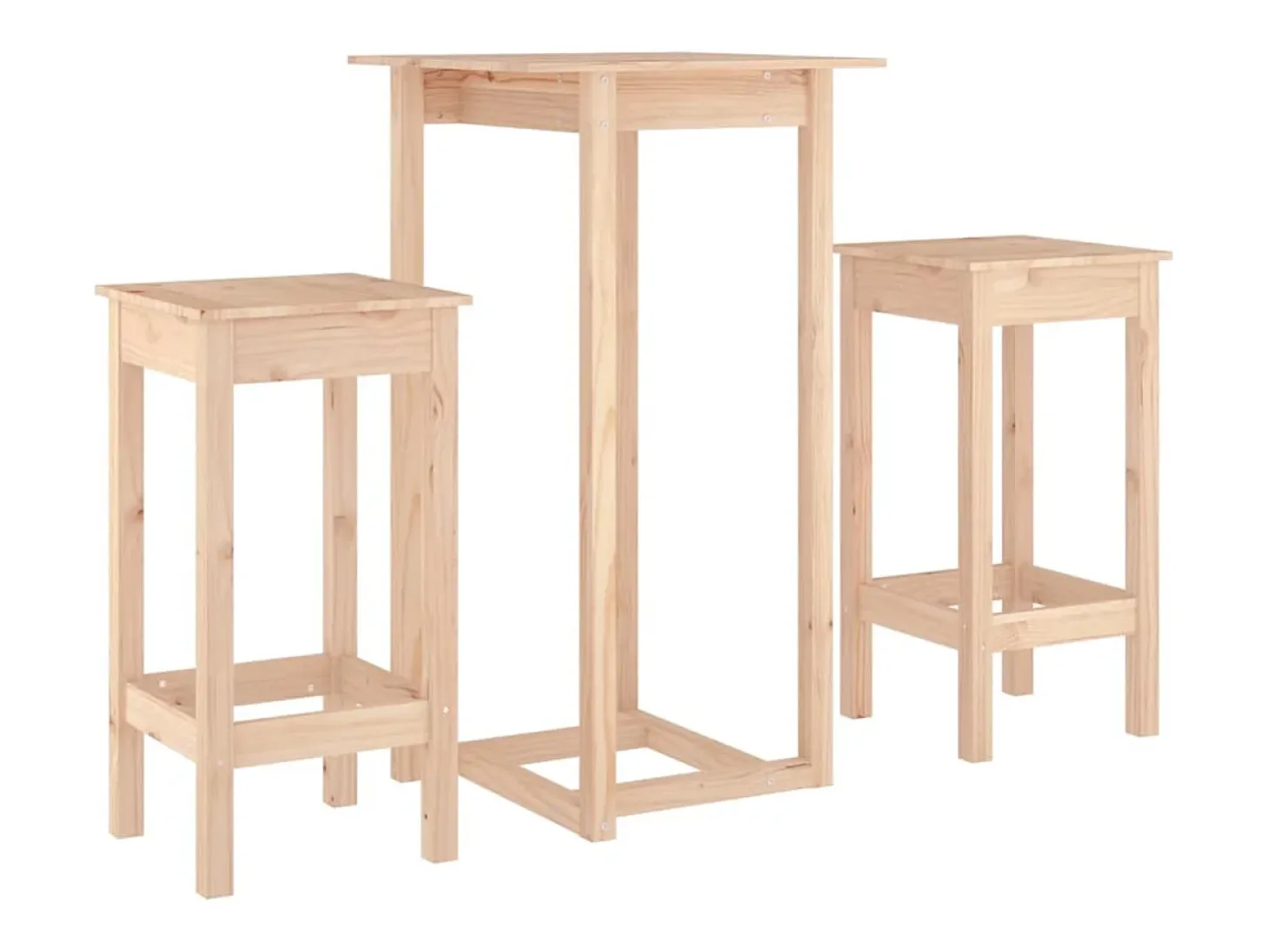 Set de bar 3 piezas madera maciza de pino