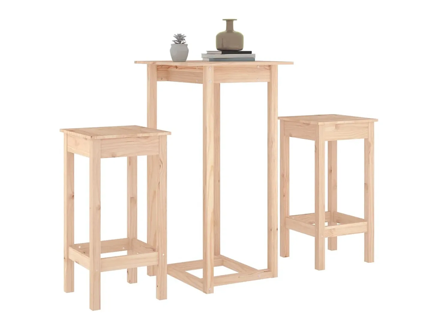 Set de bar 3 piezas madera maciza de pino