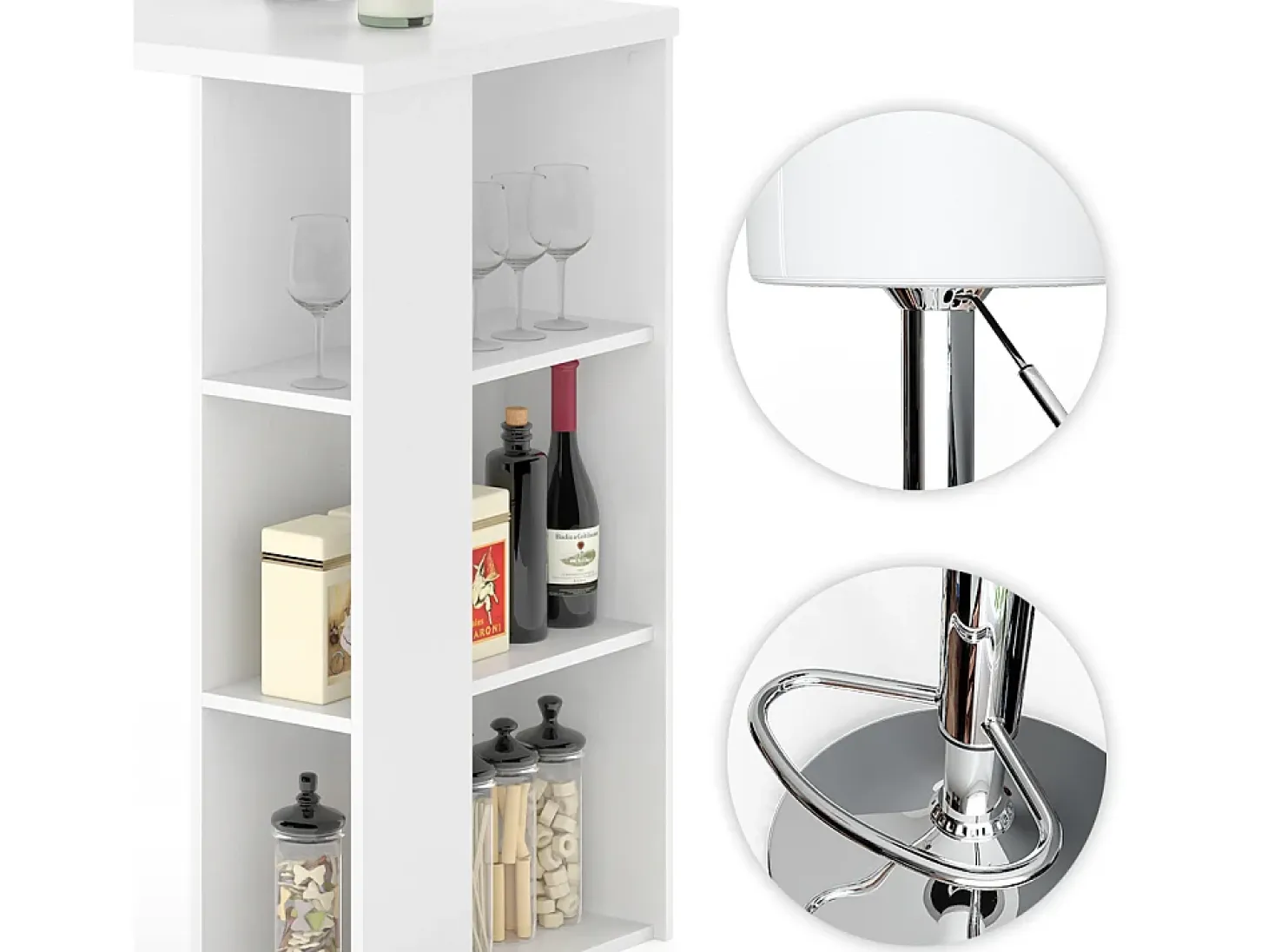 Set de mesa de bar blanco 120x60x105.6 noel