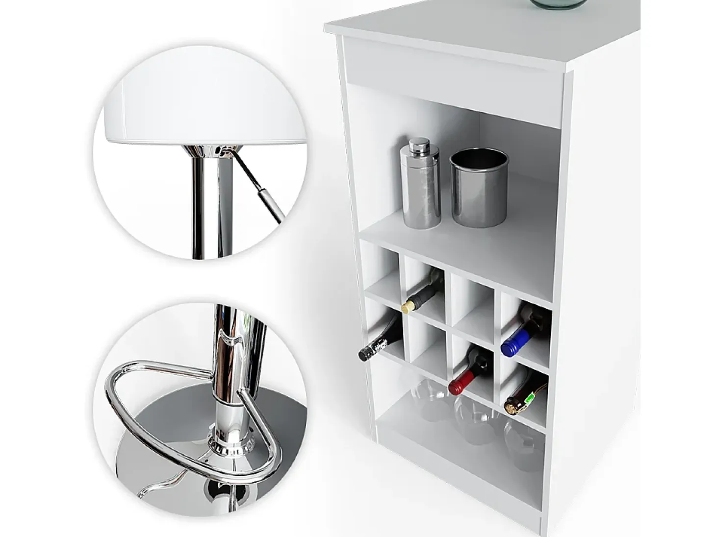 Set de mesa de bar blanco 115x50x104.6 ross
