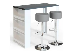 Set de mesa de bar blanco/gris 57x117x106